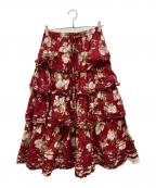 PINK HOUSEピンクハウス）の古着「ブッシュローズプリントスカート」｜レッド