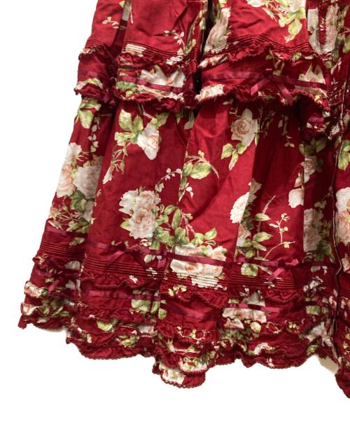 PINK HOUSE（ピンクハウス）PINK HOUSE (ピンクハウス) ブッシュローズプリントスカート レッド サイズ:不明の古着・服飾アイテム