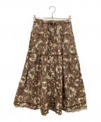 PINK HOUSEピンクハウス）の古着「マーガレットリース フレア スカート」｜ブラウン