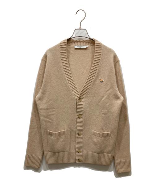 maison kitsune（メゾンキツネ）maison kitsune (メゾンキツネ) ベイビーフォックスパッチ 長袖 Vネック ニット カーディガン ベージュ サイズ:SIZE Mの古着・服飾アイテム