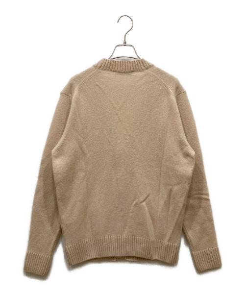 maison kitsune（メゾンキツネ）maison kitsune (メゾンキツネ) ベイビーフォックスパッチ 長袖 Vネック ニット カーディガン ベージュ サイズ:SIZE Mの古着・服飾アイテム