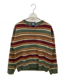 stussy（ステューシー）の古着「ボーダーニット」｜ブラウン×グリーン
