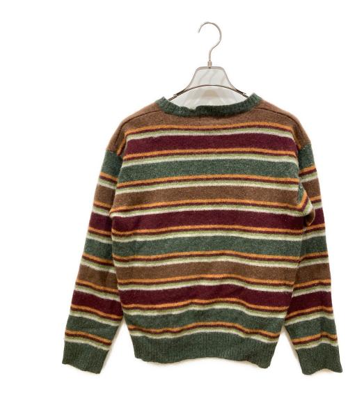 stussy（ステューシー）stussy (ステューシー) ボーダーニット ブラウン×グリーン サイズ:SIZE Mの古着・服飾アイテム
