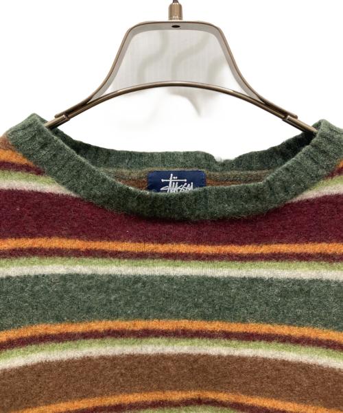 stussy（ステューシー）stussy (ステューシー) ボーダーニット ブラウン×グリーン サイズ:SIZE Mの古着・服飾アイテム