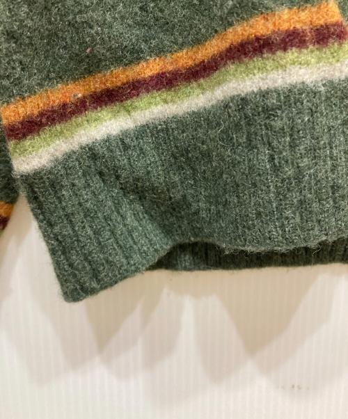 stussy（ステューシー）stussy (ステューシー) ボーダーニット ブラウン×グリーン サイズ:SIZE Mの古着・服飾アイテム