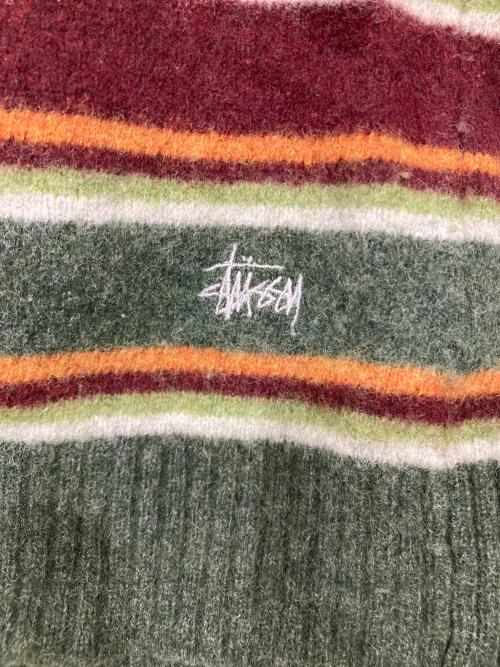 stussy（ステューシー）stussy (ステューシー) ボーダーニット ブラウン×グリーン サイズ:SIZE Mの古着・服飾アイテム