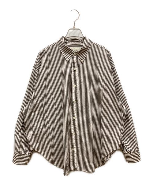 THE SHINZONE（ザ シンゾーン）THE SHINZONE (ザ シンゾーン) STRIPE DADDY SHIRT ブラウン×ホワイト サイズ:POの古着・服飾アイテム