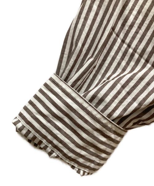 THE SHINZONE（ザ シンゾーン）THE SHINZONE (ザ シンゾーン) STRIPE DADDY SHIRT ブラウン×ホワイト サイズ:POの古着・服飾アイテム