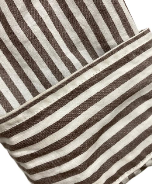 THE SHINZONE（ザ シンゾーン）THE SHINZONE (ザ シンゾーン) STRIPE DADDY SHIRT ブラウン×ホワイト サイズ:POの古着・服飾アイテム