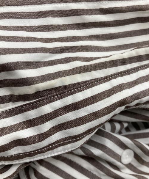 THE SHINZONE（ザ シンゾーン）THE SHINZONE (ザ シンゾーン) STRIPE DADDY SHIRT ブラウン×ホワイト サイズ:POの古着・服飾アイテム