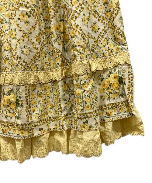 PINK HOUSE（ピンクハウス）PINK HOUSE (ピンクハウス) 薔薇格子プリントスカート イエロー サイズ:SIZE Freeの古着・服飾アイテム