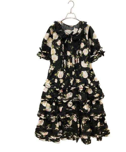 PINK HOUSE（ピンクハウス）PINK HOUSE (ピンクハウス) ホワイトローズプリントワンピース ブラック サイズ:	SIZE Freeの古着・服飾アイテム