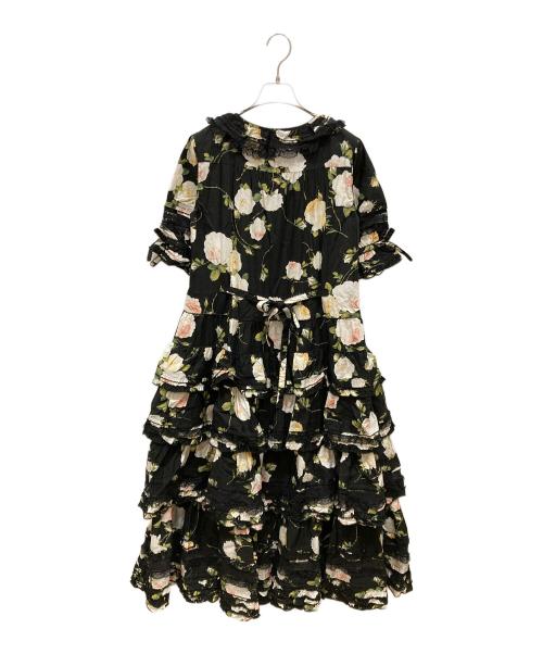 PINK HOUSE（ピンクハウス）PINK HOUSE (ピンクハウス) ホワイトローズプリントワンピース ブラック サイズ:	SIZE Freeの古着・服飾アイテム