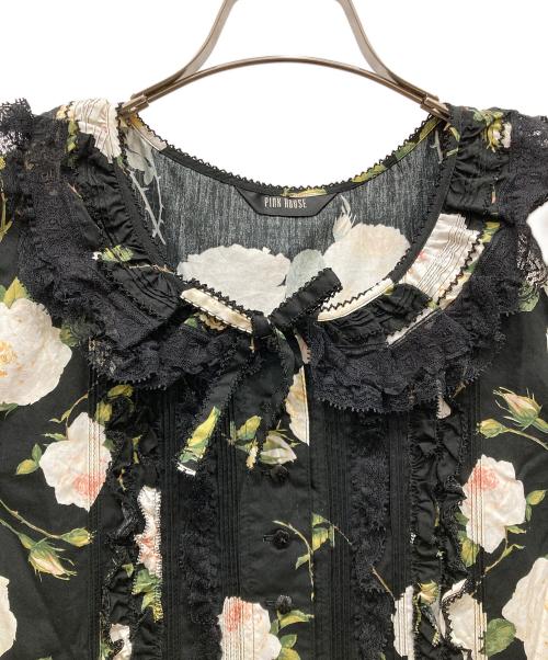 PINK HOUSE（ピンクハウス）PINK HOUSE (ピンクハウス) ホワイトローズプリントワンピース ブラック サイズ:	SIZE Freeの古着・服飾アイテム