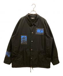 UNDER R（アンダーアール）の古着「コットンナイロンスラップオンパッチコーチジャケット」｜ブラック×ブルー