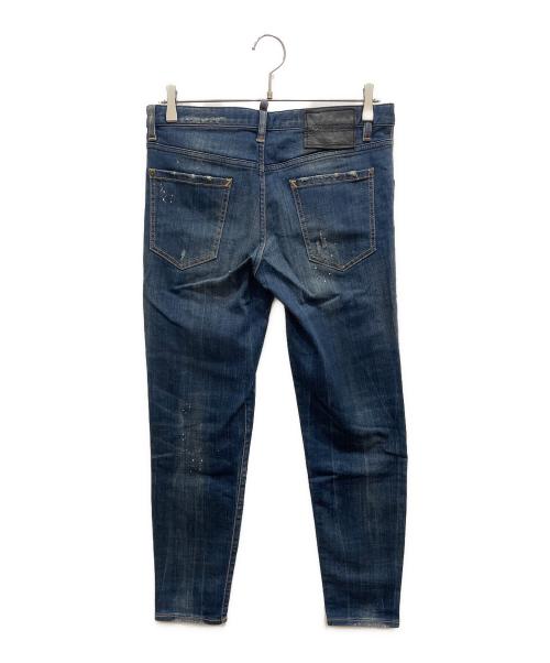 DSQUARED2（ディースクエアード）DSQUARED2 (ディースクエアード) ペイント加工スキニーデニムパンツ インディゴ サイズ:SIZE 40の古着・服飾アイテム