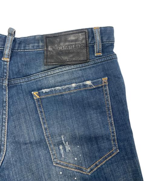 DSQUARED2（ディースクエアード）DSQUARED2 (ディースクエアード) ペイント加工スキニーデニムパンツ インディゴ サイズ:SIZE 40の古着・服飾アイテム