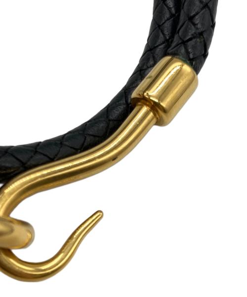 HERMES（エルメス）HERMES (エルメス) ジャンボ レザーブレスレット ブラック×ゴールドの古着・服飾アイテム