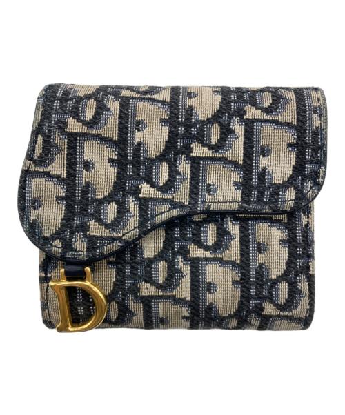 Christian Dior（クリスチャン ディオール）Christian Dior (クリスチャン ディオール) Saddle Lotus ウォレット/サドル ロータスウォレット　	トロッター ネイビーの古着・服飾アイテム