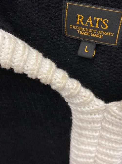 RATS（ラッツ）RATS (ラッツ) PULLOVER KNIT ブラック×ホワイト サイズ:SIZE Lの古着・服飾アイテム