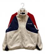 mutaムータ）の古着「切替フリースジャケット」｜ベージュ×ネイビー