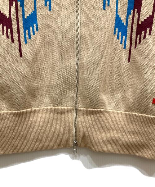 Indian Motocycle（インディアン モーターサイクル）indian Motocycle (インディアン モーターサイクル) W-Jacquard Zip-up Jacket ボルドー×ベージュ サイズ:SIZE Mの古着・服飾アイテム