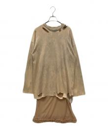 Acne studios（アクネ ストゥディオズ）の古着「ダメージ加工セットアップワンピース」｜ベージュ