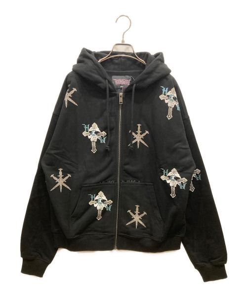 unknown（アンノーン）Unknown (アンノーン) ラインストーン ジップアップパーカー ブラック サイズ:SIZE S 未使用品の古着・服飾アイテム