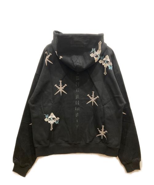 unknown（アンノーン）Unknown (アンノーン) ラインストーン ジップアップパーカー ブラック サイズ:SIZE S 未使用品の古着・服飾アイテム