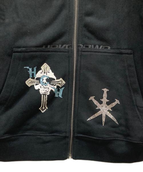 unknown（アンノーン）Unknown (アンノーン) ラインストーン ジップアップパーカー ブラック サイズ:SIZE S 未使用品の古着・服飾アイテム