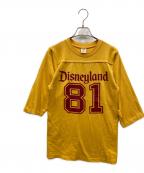 DISNEYディズニー）の古着「フットボールTシャツ」｜イエロー