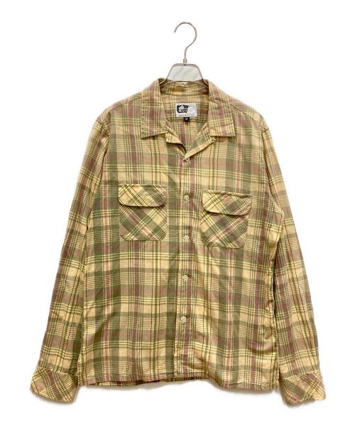 Engineered Garments（エンジニアド ガーメンツ）Engineered Garments (エンジニアド ガーメンツ) 長袖オープンカラーチェックシャツ ベージュ サイズ:SIZE Mの古着・服飾アイテム