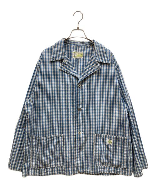 POST O'ALLS（ポストオーバーオールズ）POST O'ALLS (ポストオーバーオールズ) チェックカバーオール ブルー サイズ:不明の古着・服飾アイテム