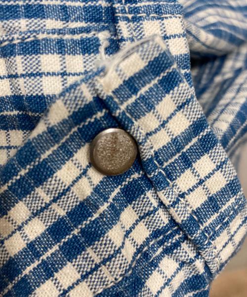 POST O'ALLS（ポストオーバーオールズ）POST O'ALLS (ポストオーバーオールズ) チェックカバーオール ブルー サイズ:不明の古着・服飾アイテム