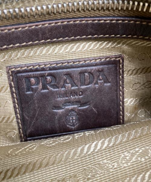 PRADA（プラダ）PRADA (プラダ) ロゴジャガードショルダーバッグ ブラウンの古着・服飾アイテム