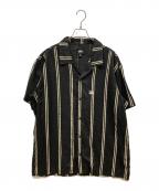 stussyステューシー）の古着「リネンオープンカラーシャツ」｜ブラック
