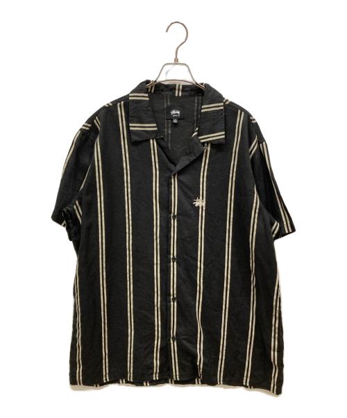 stussy（ステューシー）stussy (ステューシー) リネンオープンカラーシャツ ブラック サイズ:SIZE XLの古着・服飾アイテム
