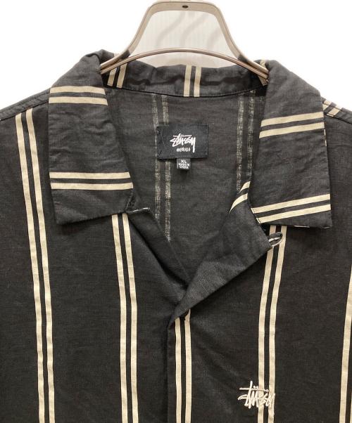 stussy（ステューシー）stussy (ステューシー) リネンオープンカラーシャツ ブラック サイズ:SIZE XLの古着・服飾アイテム