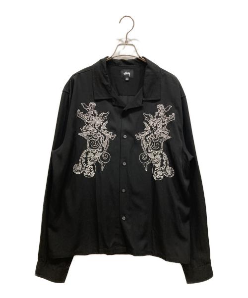 stussy（ステューシー）stussy (ステューシー) オープンカラーシャツ ブラック サイズ:SIZE XLの古着・服飾アイテム