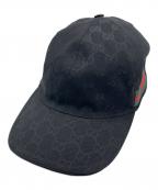 GUCCIグッチ）の古着「ウェブ ストライプ GG ベースボールキャップ」｜ブラック