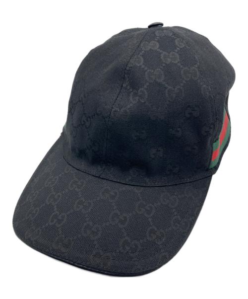 GUCCI（グッチ）GUCCI (グッチ) ウェブ ストライプ GG ベースボールキャップ ブラック サイズ:SIZE XLの古着・服飾アイテム