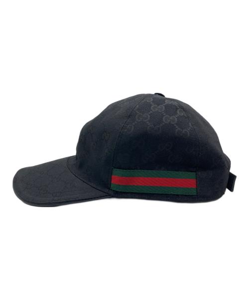 GUCCI（グッチ）GUCCI (グッチ) ウェブ ストライプ GG ベースボールキャップ ブラック サイズ:SIZE XLの古着・服飾アイテム