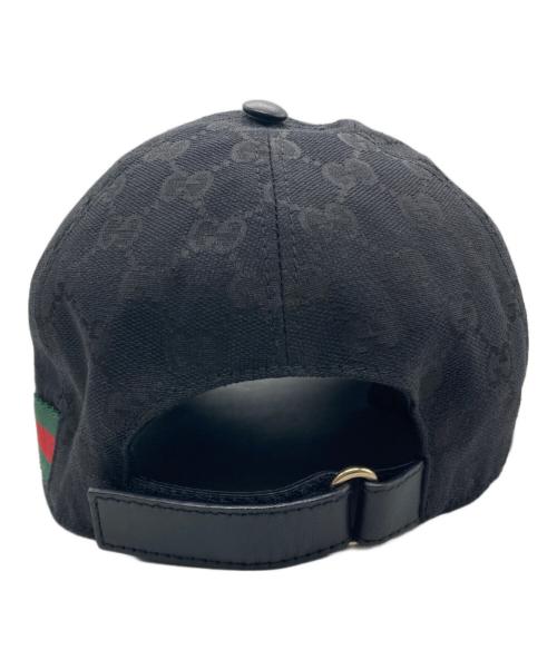 GUCCI（グッチ）GUCCI (グッチ) ウェブ ストライプ GG ベースボールキャップ ブラック サイズ:SIZE XLの古着・服飾アイテム