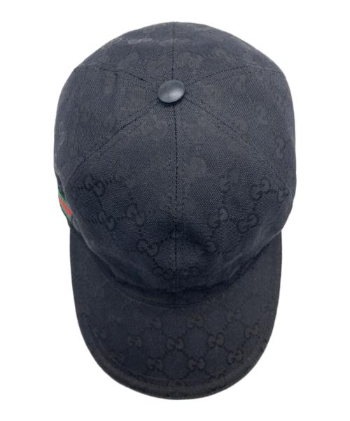 GUCCI（グッチ）GUCCI (グッチ) ウェブ ストライプ GG ベースボールキャップ ブラック サイズ:SIZE XLの古着・服飾アイテム