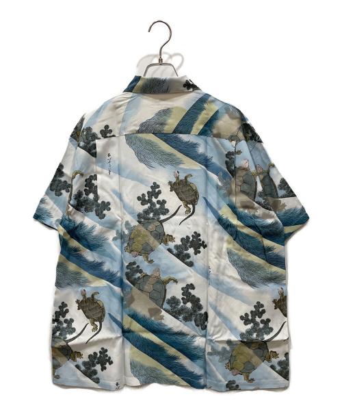 Sun Surf（サンサーフ）Sun Surf (サンサーフ) 葛飾北斎 (カツシカホクサイ) “亀” アロハシャツ ホワイト×ブルー サイズ:SIZE XLの古着・服飾アイテム