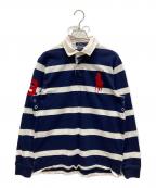 POLO RALPH LAURENポロ・ラルフローレン）の古着「ロゴ刺繍ラガーシャツ」｜ネイビー×ホワイト