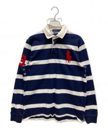 POLO RALPH LAUREN（ポロ・ラルフローレン）の古着「ロゴ刺繍ラガーシャツ」｜ネイビー×ホワイト