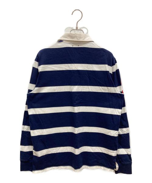 POLO RALPH LAUREN（ポロ・ラルフローレン）POLO RALPH LAUREN (ポロ・ラルフローレン) ロゴ刺繍ラガーシャツ ネイビー×ホワイト サイズ:SIZE Mの古着・服飾アイテム