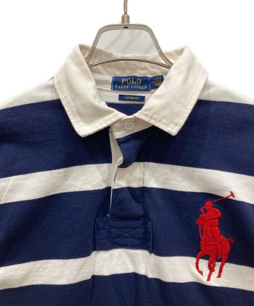 POLO RALPH LAUREN（ポロ・ラルフローレン）POLO RALPH LAUREN (ポロ・ラルフローレン) ロゴ刺繍ラガーシャツ ネイビー×ホワイト サイズ:SIZE Mの古着・服飾アイテム