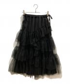 M ME EMEエムミーエメ）の古着「Side ribbon tulle long skirt」｜ブラック